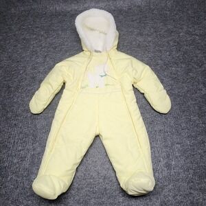 Quiltex Vintage Baby Bunting Snowsuit Insulated Yellow Lamb Sheep Sherpa 9 Month